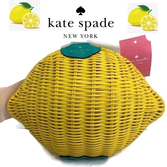 Kate Spade Wicker Yellow Lemon 🍋 Bag NWT Summer - Picture 2 of 5